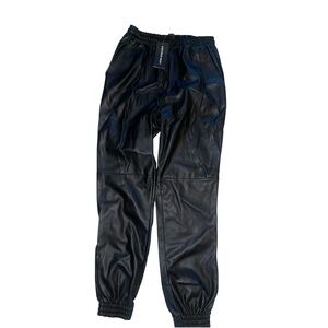 Streetwear Society Black Faux Leather Joggers
